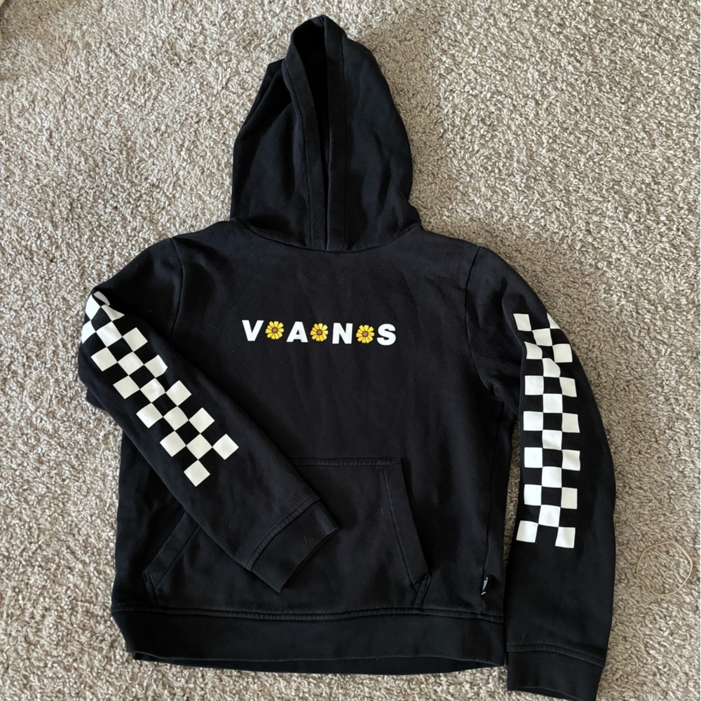 Retro-Inspired Vans Hoodie - Floral & Checkerboard